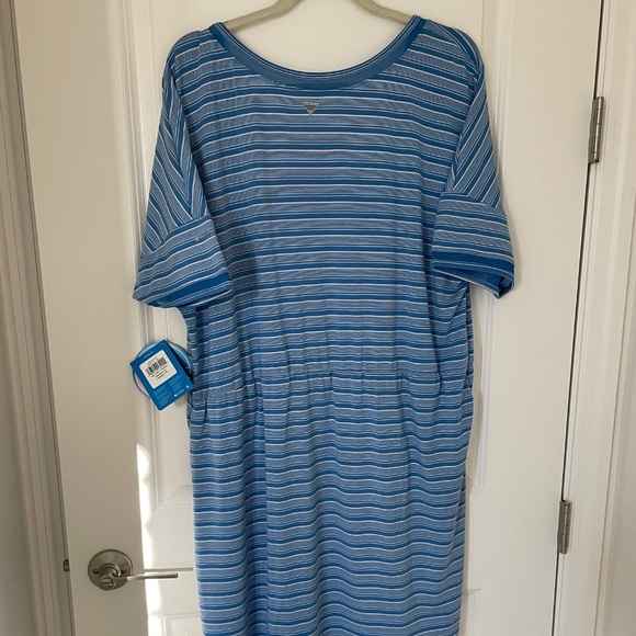 COLUMBIA WOMENS PFG SLACK WATER™ KNIT DRESS STORMY BLUE STRIPE -Size 1X - Picture 2 of 11